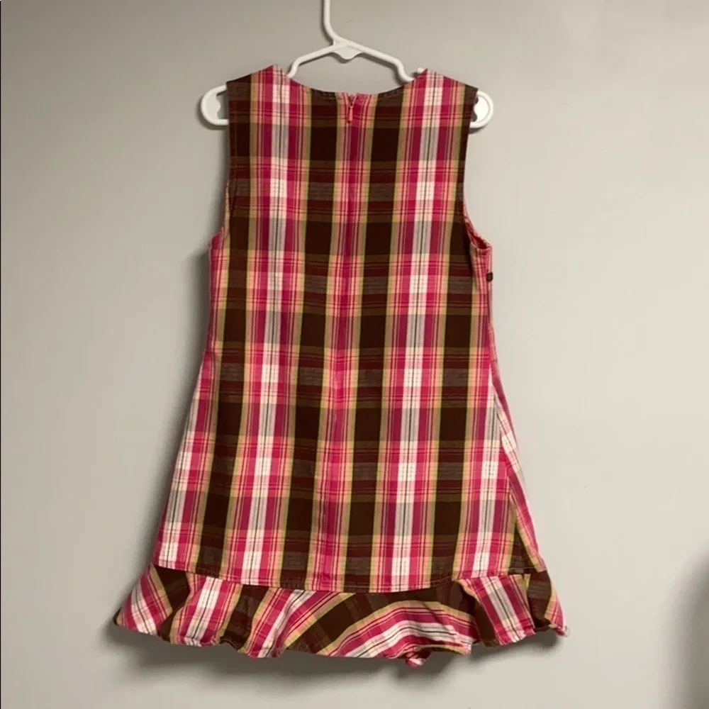 Gymboree Girls  jumper /  dress pink & brown plaid, lined (not this dark) 5
